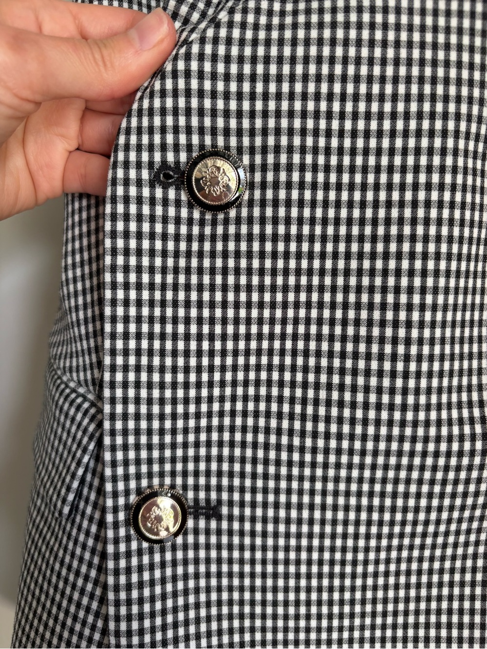 White House Black Market Black Gingham Sleeveless Blazer Double-Breasted - Picture 6 of 10